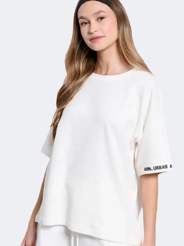 Long Sleeve Breathable Shirts-Bodytalk Loose Women Lifestyle Sweatshirt Off White