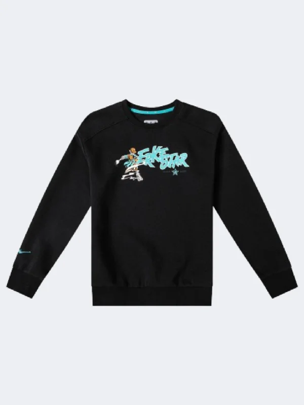 Long Sleeve Streetwear Shirts-Erke Kids-Boys Training Sweatshirt Black