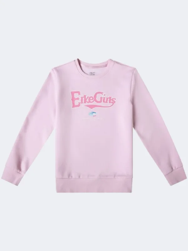 Long Sleeve Trendy Shirts-Erke Kids-Girls Training Sweatshirt Light Purple