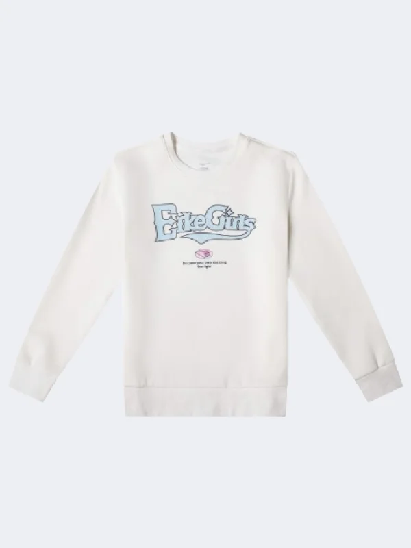 Long Sleeve Fashionable Shirts-Erke Kids-Girls Training Sweatshirt White