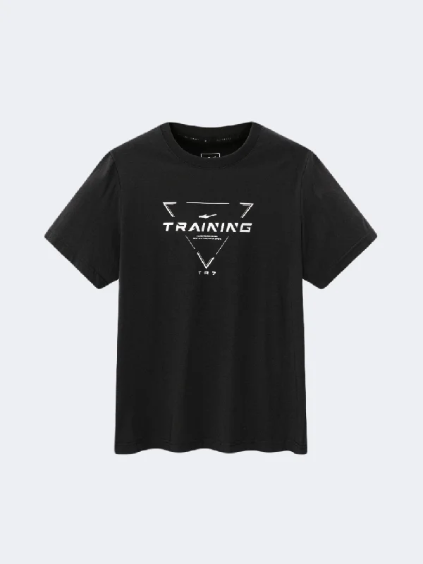 Embroidered T-Shirt for Men-Erke Men Training T-Shirt Black