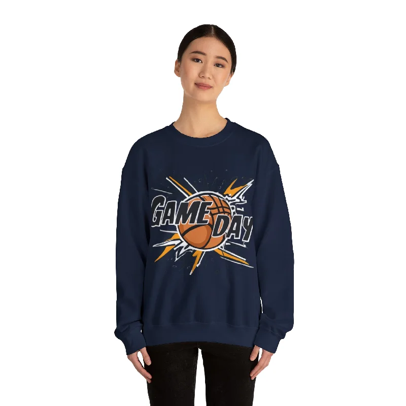 Long Sleeve Father’s Day Shirts-Game Day Slam Dunk Energy - Dynamic Basketball Explosion Graphic - Unisex Heavy Blend™ Crewneck Sweatshirt