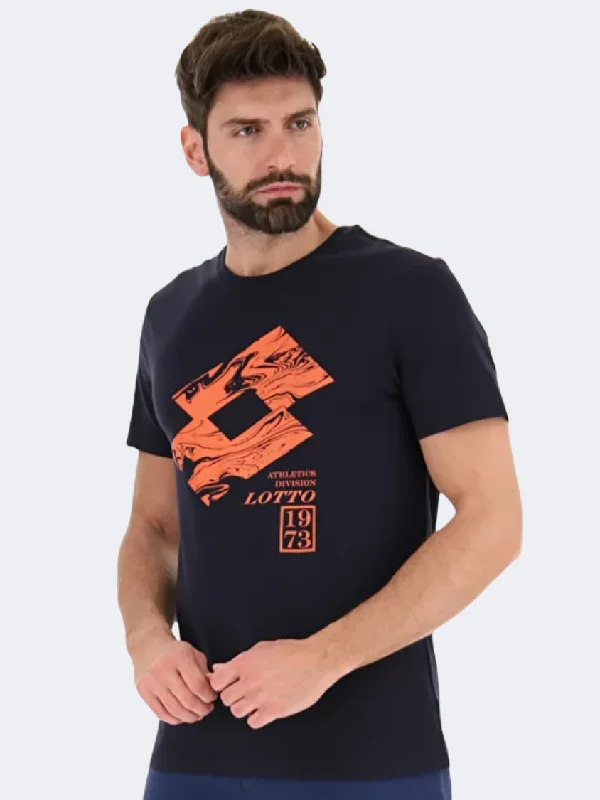 Gaming T-Shirt for Women-Lotto Losanga V Men Lifestyle T-Shirt Navy Blue/Orange