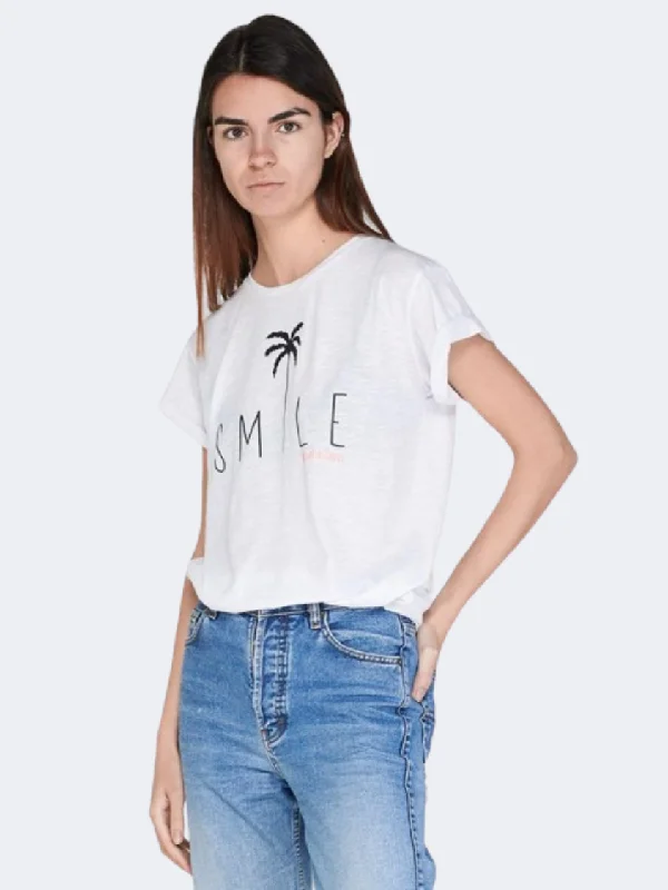 Sports T-Shirt for Women-Lotto Smile Women Lifestyle T-Shirt White