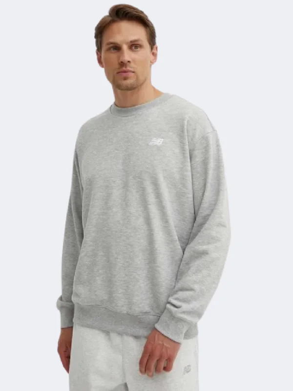 Long Sleeve Base Layer Shirts-New Balance Sport Essentials Men Lifestyle Sweatshirt Athletic Grey