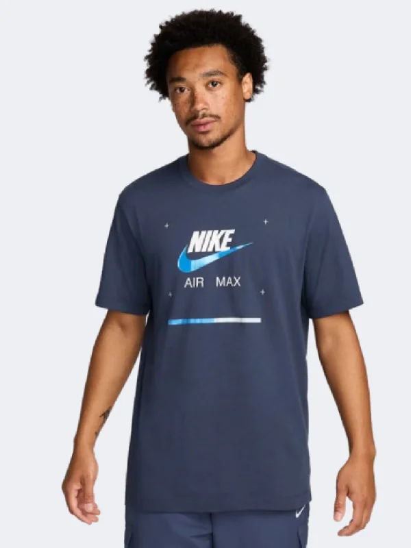 Gym T-Shirt for Men-Nike Sportswear Air Max Men Lifestyle T-Shirt Midnight Navy