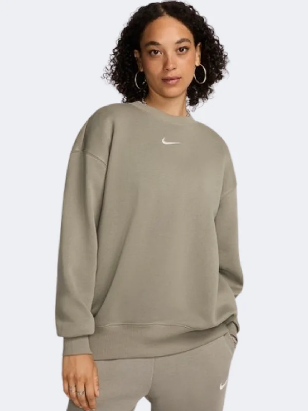 Long Sleeve Funny Shirts-Nike Sportswear Phoenix Fleece Oversized Women Lifestyle Sweatshirt Light Army/Sail