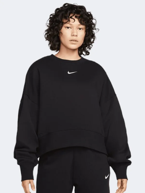 Long Sleeve Vintage Shirts-Nike Sportswear Phoenix Fleece Women Lifestyle Sweatshirt Black/Sail