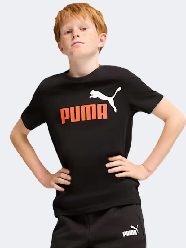 Military T-Shirt for Women-Puma Essential Plus 2 Logo Boys Lifestyle T-Shirt Redmazing/White