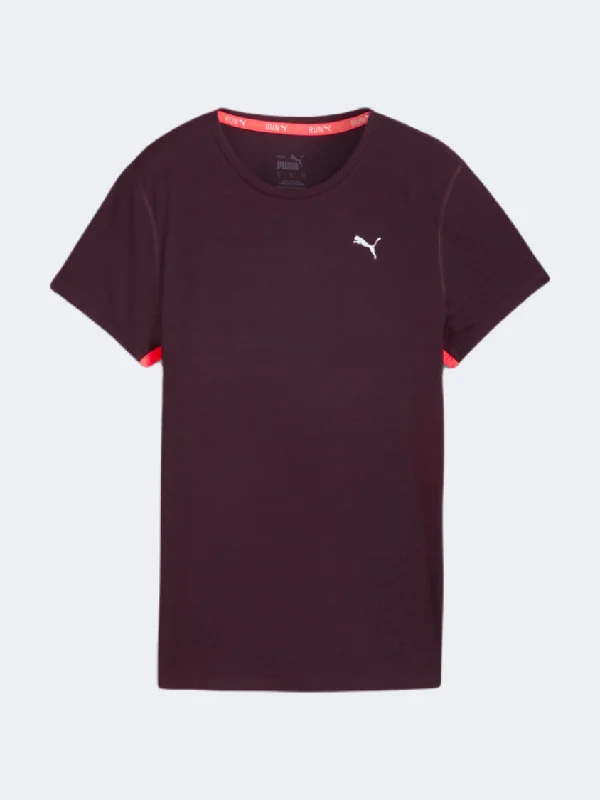 Office T-Shirt for Women-Puma Run Favorites Velocity Women Running T-Shirt Midnight Plum