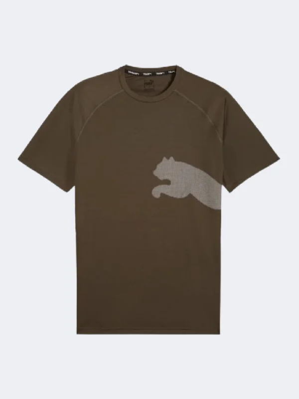 Uniform T-Shirt for Women-Puma Train All Day Big Cat Men Training T-Shirt Dark Olive