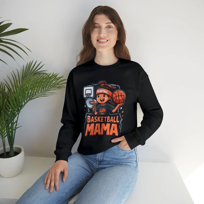 Long Sleeve Matching Shirts-Sporty Basketball Mama Graphic - Casual Athletic Mom Apparel Design - Mother's Day Gift Idea - Unisex Heavy Blend™ Crewneck Sweatshirt