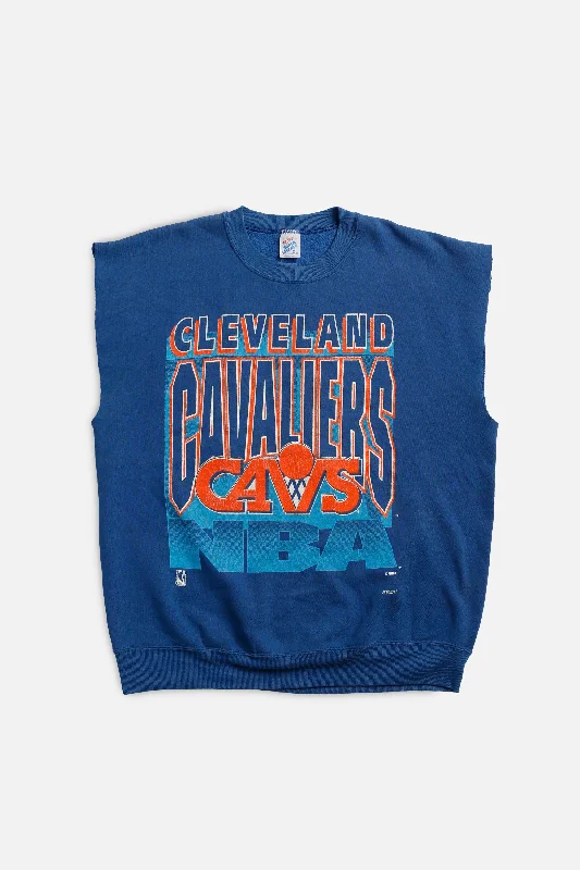 Long Sleeve Meme Shirts-Vintage Cleveland Cavaliers NBA Cut Off Sweatshirt - XL