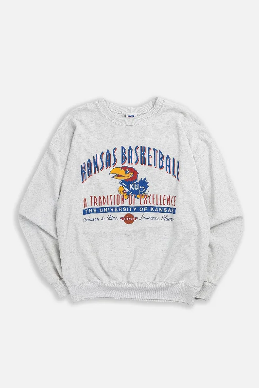 Long Sleeve Yoga Spiritual Shirts-Vintage Kansas Basketball Sweatshirt - L