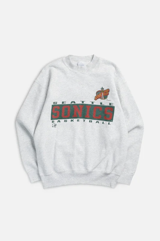 Long Sleeve Best Friend Shirts-Vintage Seattle Supersonics NBA Sweatshirt - L