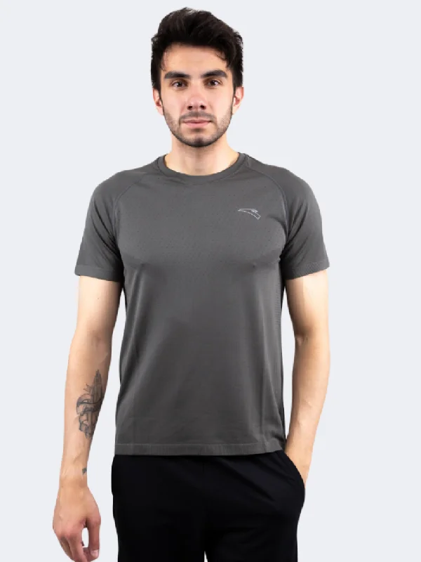 Retro T-Shirt for Men-Anta Advanced Men Running T-Shirt Grey