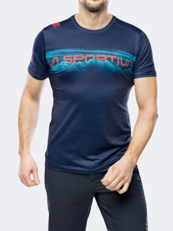 Workout T-Shirt for Men-La Sportiva Horizon Men Hiking T-Shirt Deep Sea