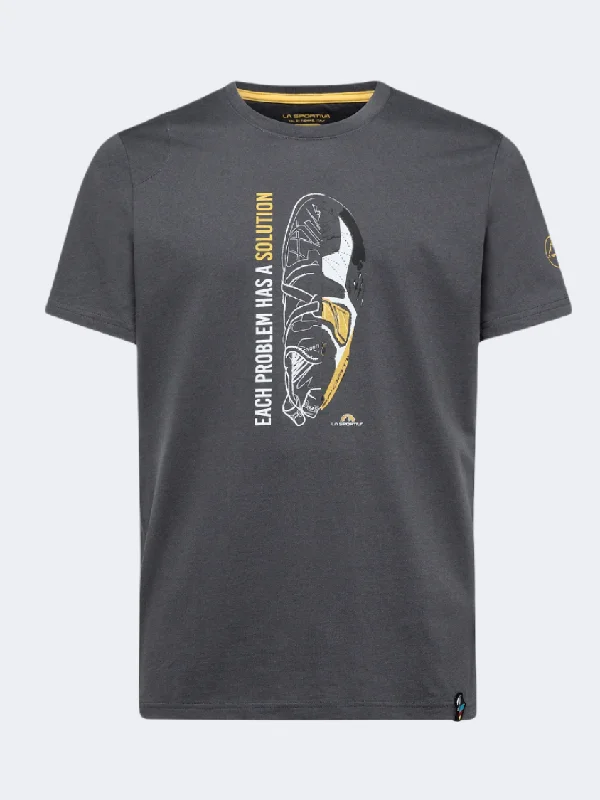 Fishing T-Shirt for Women-La Sportiva Solution Men Climbing T-Shirt Carbon/Yellow