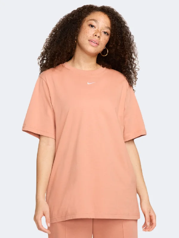 Casual T-Shirt for Women-Nike Sportswear Essential Women Lifestyle T-Shirt Terra Blush/White