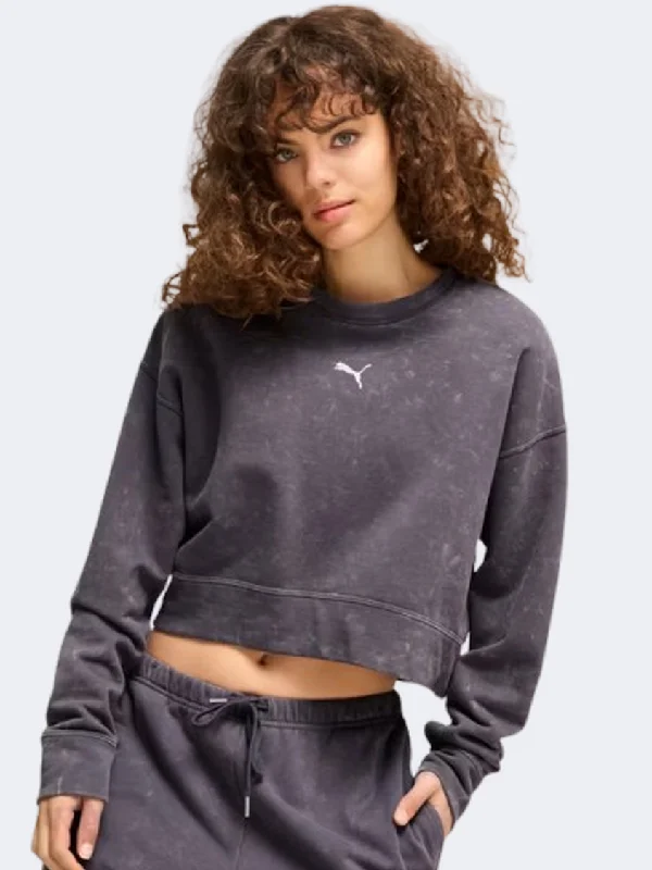 Long Sleeve Cozy Shirts-Puma Dare To Gym 2K Relaxed Women Lifestyle Sweatshirt Galactic Grey