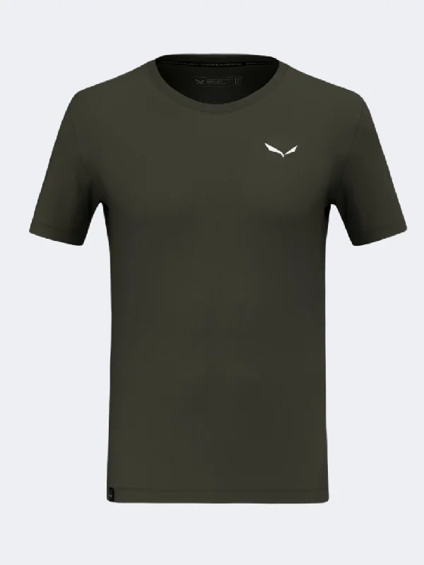 Streetwear T-Shirt for Men-Salewa Eagle Sheep Camp Dry Men Hiking T-Shirt Green Dark Olive