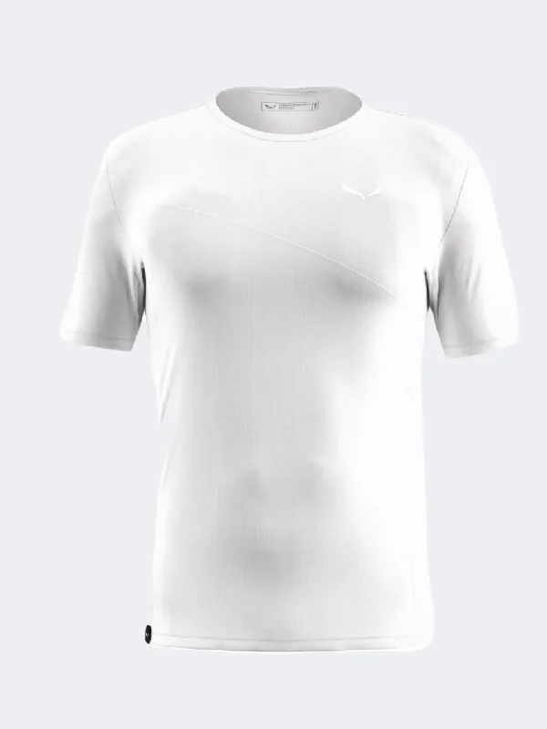 Minimalist T-Shirt for Men-Salewa Puez Sporty Dry Men Hiking T-Shirt White