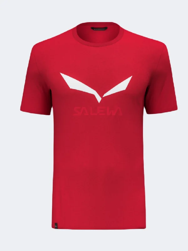 Spring T-Shirt for Women-Salewa Solidlogo Dry Men Hiking T-Shirt Red Flame