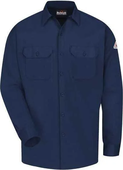 Summer Button Down Shirts for Women-Bulwark SLW2 Work Shirt - EXCEL FR ComforTouch - Navy