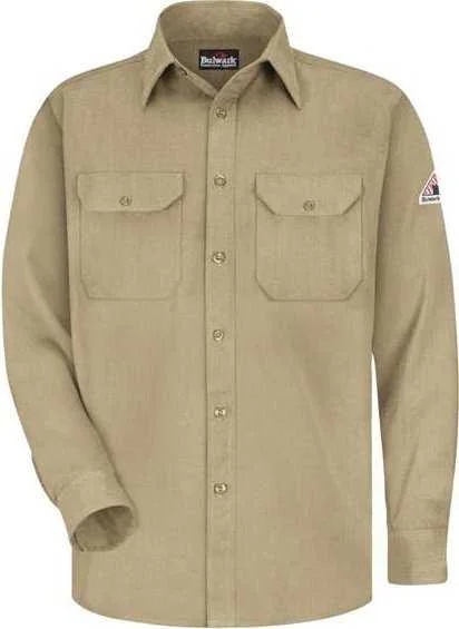 Sustainable Button Down Shirts for Men-Bulwark SMU4 Dress Uniform Shirt - Khaki