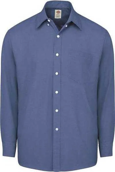 Affordable Button Down Shirts for Women-Dickies SSS36L Long Sleeve Oxford Shirt - Long Sizes - French Blue