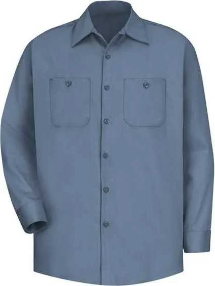 Beach Button Down Shirts for Men-Red Kap SC30L Long Sleeve Uniform Shirt Long Size - Postman Blue