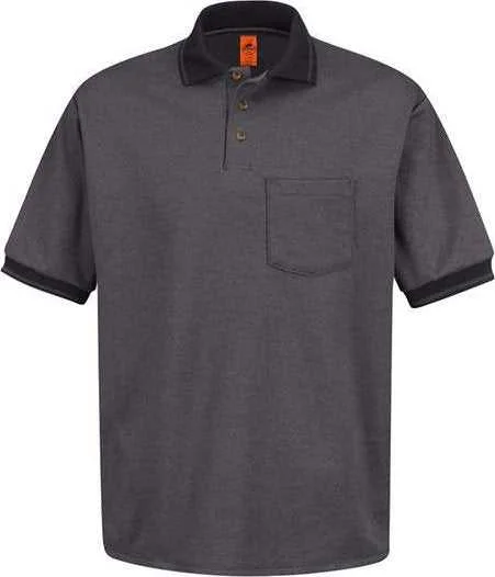 Embroidered Button Down Shirts for Men-Red Kap SK52 Performance Knit Twill Shirt - BK-Black Charcoal