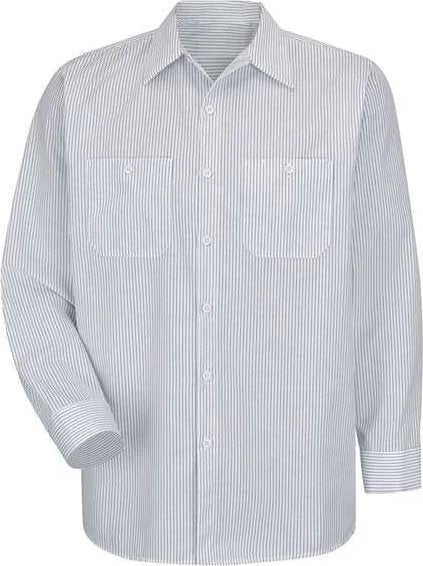 Checkered Button Down Shirts for Women-Red Kap SP10L Premium Long Sleeve Work Shirt Long Sizes - CW-White Charcoal