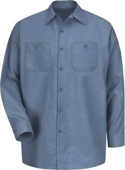 Short Sleeve Button Down Shirts for Men-Red Kap SP14L Industrial Work Shirt Long Sizes - Petrol Blue