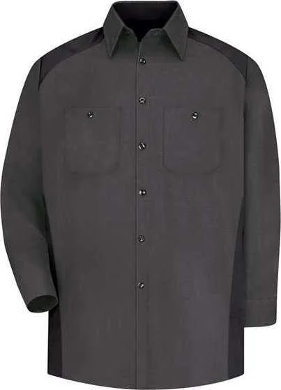 Eco-Friendly Button Down Shirts for Men-Red Kap SP18 Long Sleeve Motorsports Shirt - Charcoal Black