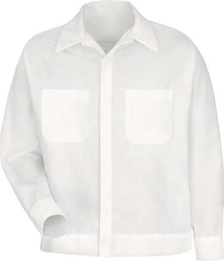 Classic Button Down Shirts for Men-Red Kap SP35 Button-Front Shirt Jacket - White