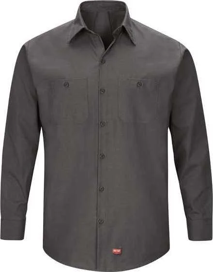 Night Out Button Down Shirts for Men-Red Kap SX10 Mimix Long Sleeve Work Shirt - Charcoal