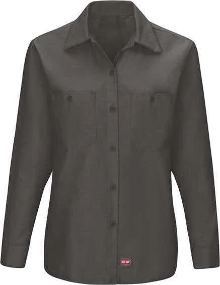 Spring Button Down Shirts for Men-Red Kap SX11 Women's Long Sleeve Mimix Work Shirt - Charcoal