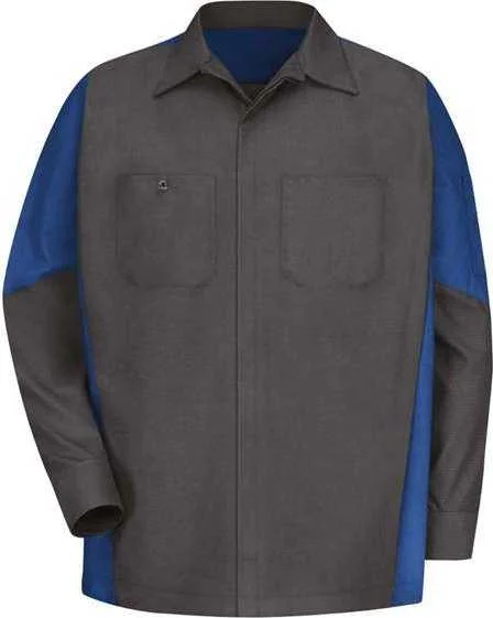 Red Kap SY10L Long Sleeve Automotive Crew Shirt - Long Sizes - Charcoal Royal