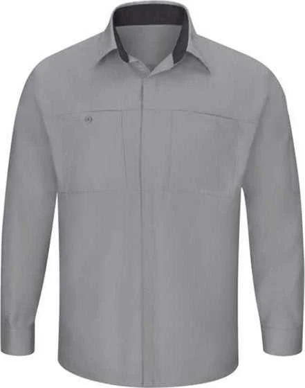 Red Kap SY32 Performance Plus Long Sleeve Shirt with OilBlok Technology - Light Gray Charcoal