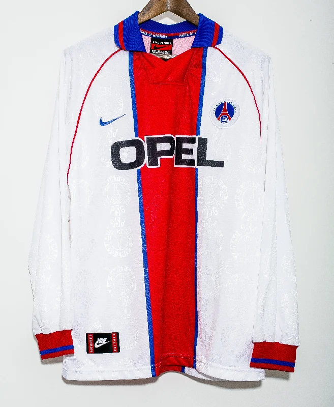 Long Sleeve Elementary School Shirts-1997 PSG Away Long Sleeve