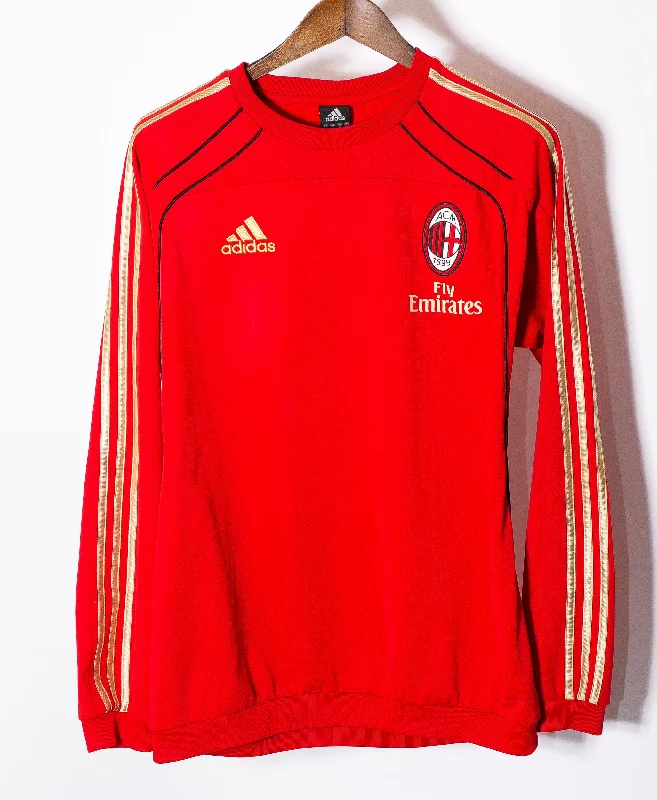 Long Sleeve Loose Fit Shirts-AC Milan 2010 Long Sleeve Crewneck (L)