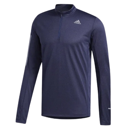 Long Sleeve Travel Shirts-Adidas Otr 1/2 Zip M Men Running Long Sleeve Indigo Ed9290