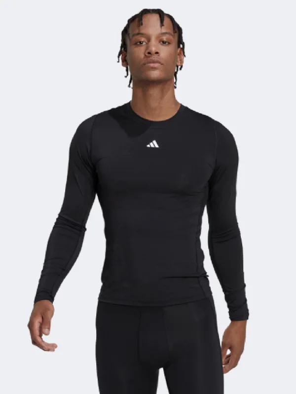 Long Sleeve Fishing Shirts-Adidas Techfit Training Long-Sleeve Men Training Long Sleeve Black Hk2336