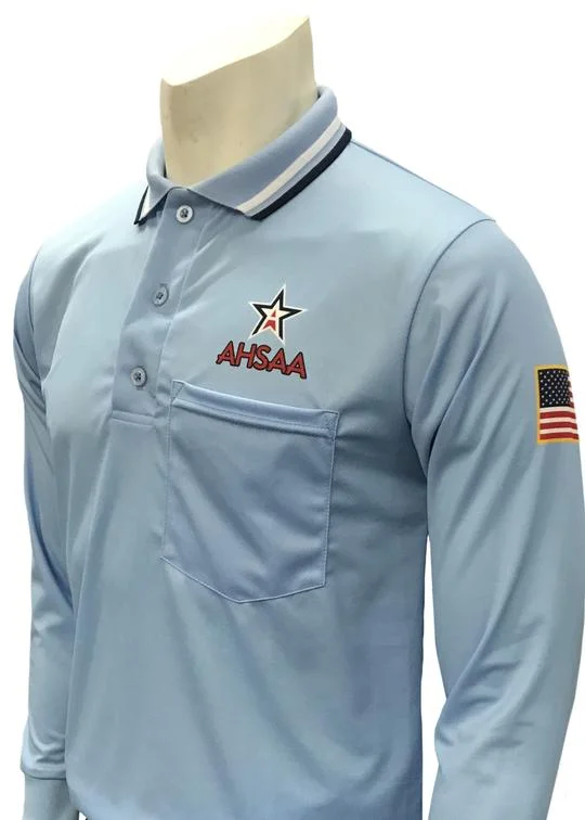 Long Sleeve Barista Shirts-AHSAA Baseball/Softball Umpire Long Sleeve Shirt - Powder Blue