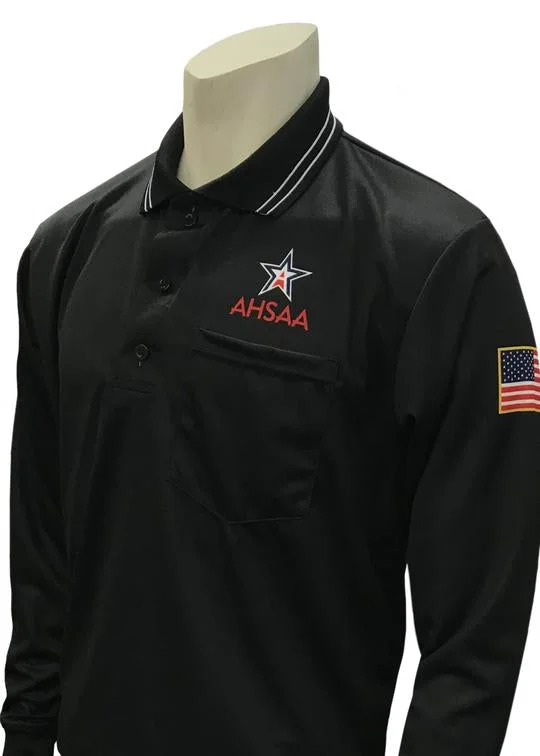 Long Sleeve Streaming Shirts-AHSAA Baseball/Softball Umpire Long Sleeve Shirt - Black