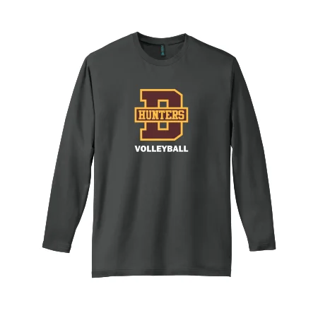 Long Sleeve Office Shirts-Denfeld Volleyball - District DT105 Perfect Weight ® Long Sleeve Tee with full color heat transfer Denfeld Volleyball logo