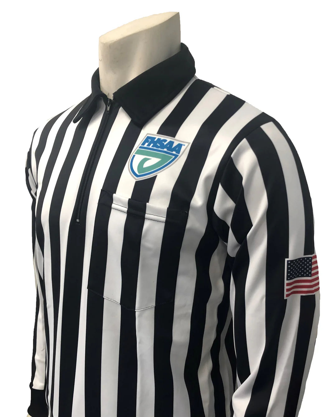 Long Sleeve Layering Shirts-FHSAA 2" Stripe Football Referee Long Sleeve Shirt