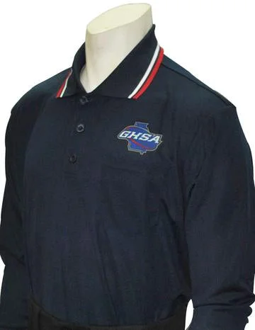 Long Sleeve Chef Coats-GHSA Softball/Baseball Umpire Long Sleeve Shirt - Navy