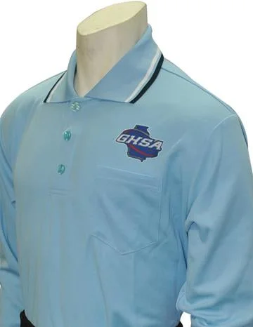 Long Sleeve Lab Coats-GHSA Softball/Baseball Umpire Long Sleeve Shirt - Powder Blue